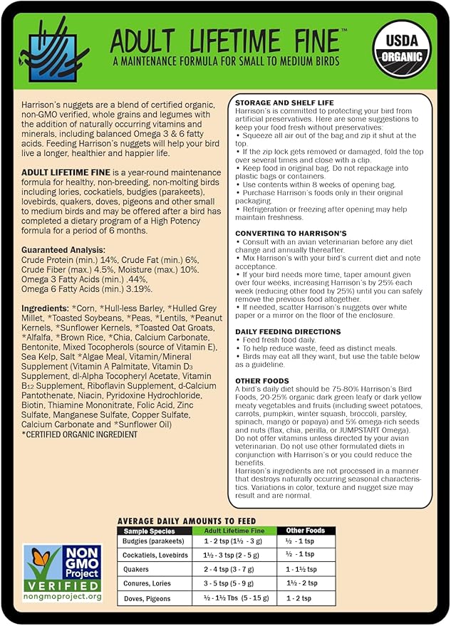 Harrison's Adult Lifetime Fine Bird Food - 5LB